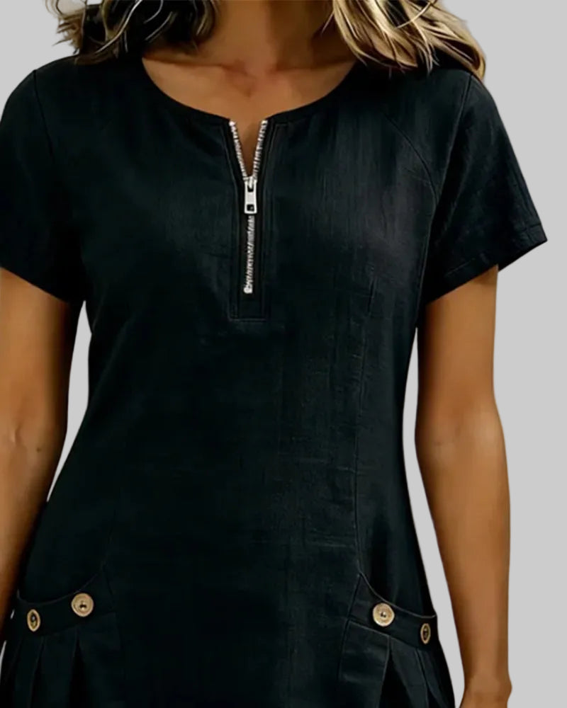 VESTIDO DE ALGODÓN CON CREMALLERA