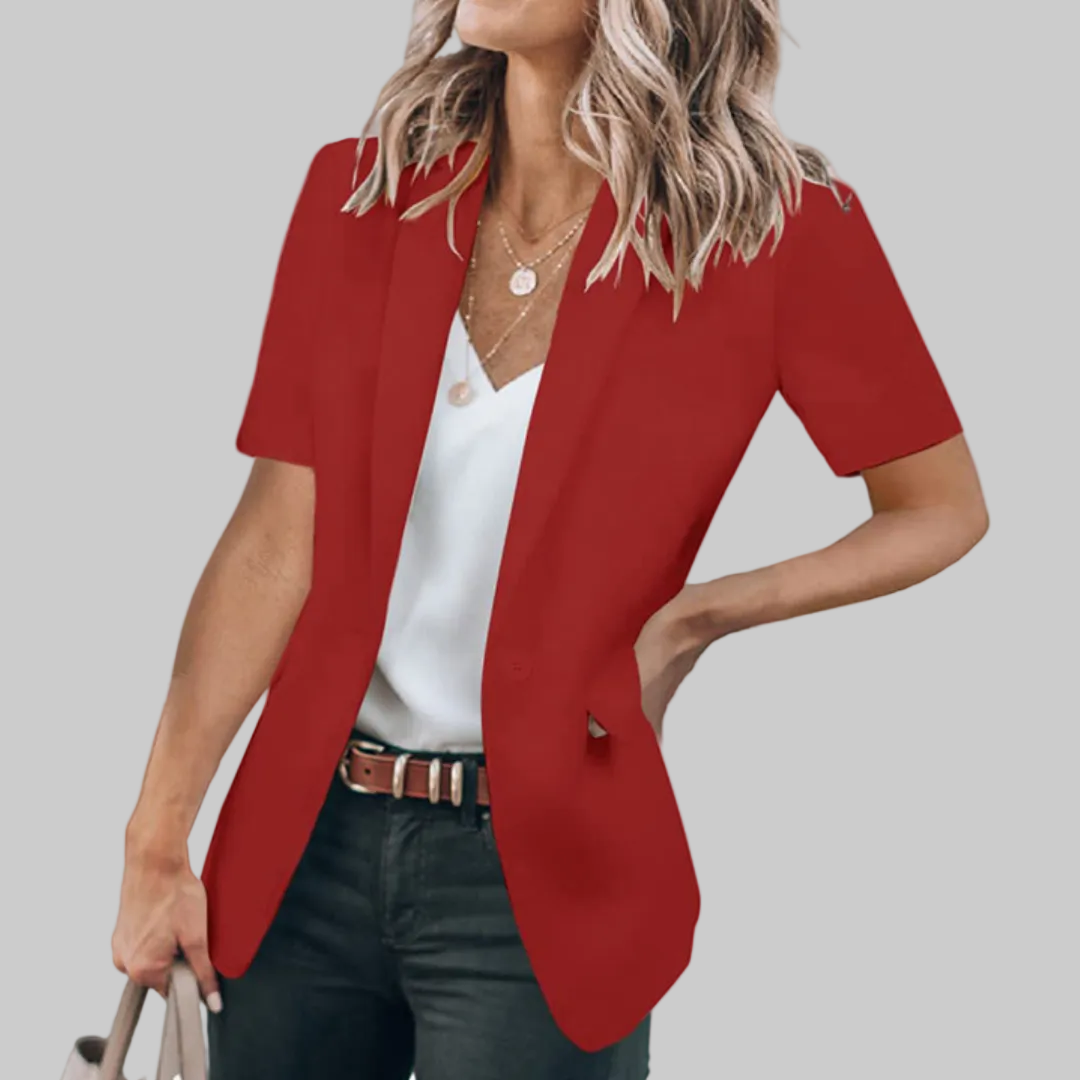 BLAZER INFORMAL DE MANGA CORTA CON ACABADO FLUIDO