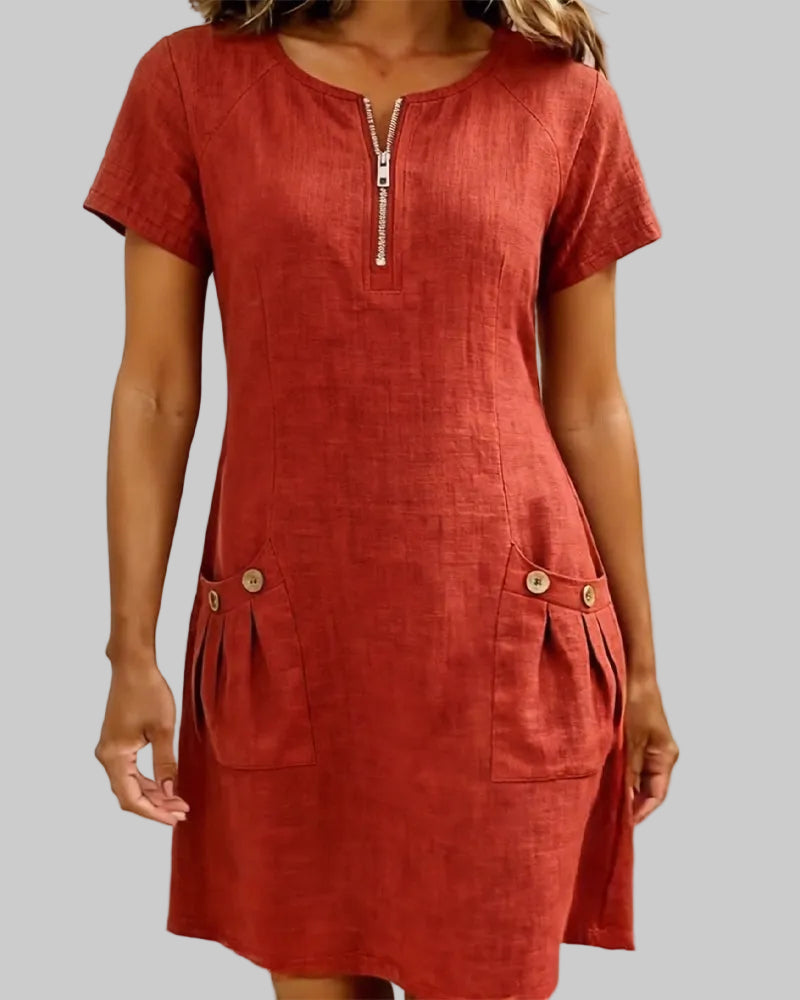 VESTIDO DE ALGODÓN CON CREMALLERA