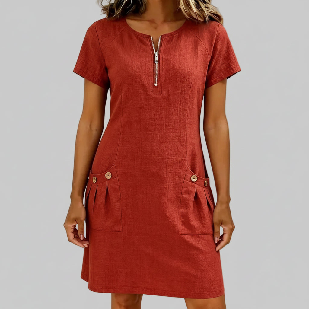 VESTIDO DE ALGODÓN CON CREMALLERA