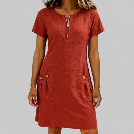 VESTIDO DE ALGODÓN CON CREMALLERA